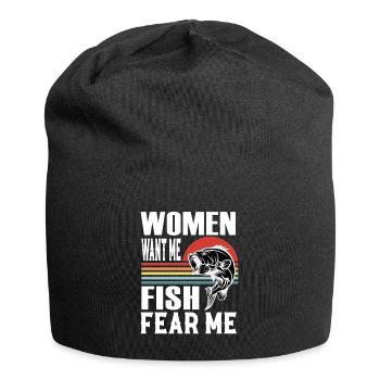 Pêche pêche voyage pêche disant cadeau - Bonnet en jersey - noir - Devant
