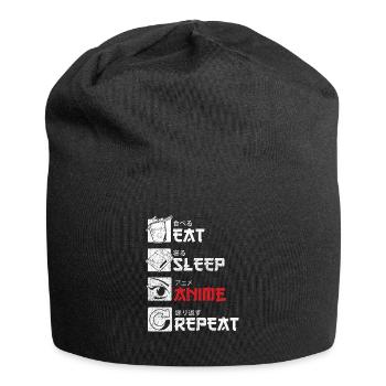Eat Sleep Anime Repeat Gift - Jersey Beanie - black - Front