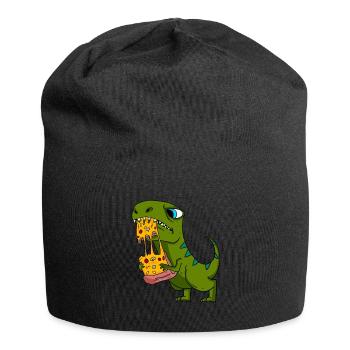 Dino Dinosaur Pizza Fast Food Eating Gift - Jersey Beanie - black - Front