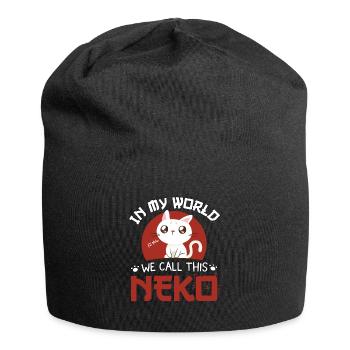 Kawaii Neko Cat Anime Saying Gift - Jersey Beanie - black - Front