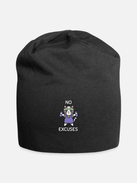 Katze Sport Fitness lustig Spruch Motivation süss - Jersey-Beanie - Schwarz