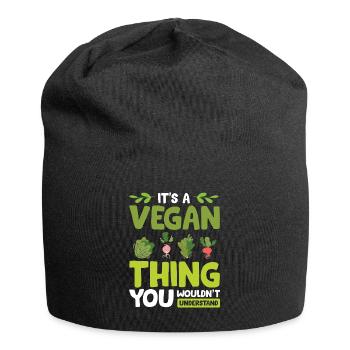 Vegan Veganer - Jersey-Beanie - Schwarz - Vorne