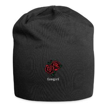 Fangirl Soft Grunge Aesthetic Rote Rose Geschenk - Jersey-Beanie - Schwarz - Vorne