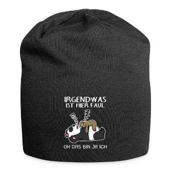 Faultier Spruch Panda Bär - Jersey-Beanie - Schwarz - Vorne