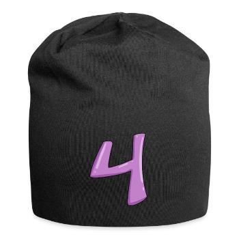 Nummer 4 Zahl Ziffer - Jersey-Beanie - Schwarz - Vorne