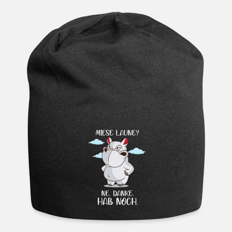 Meckerndes Nilpferd Miese Laune hab noch Nölpferd - Jersey-Beanie - Schwarz