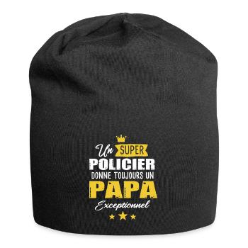 Policier cadeau drôle police papa fête des pères - Bonnet en jersey - noir - Devant