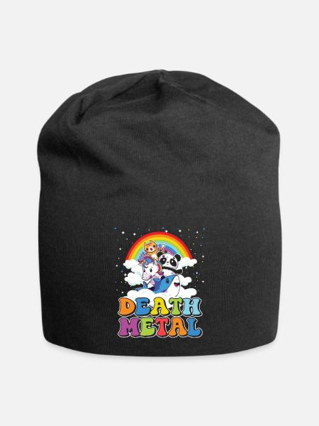 Death Metal Geschenk Heavy Regenbogen Einhorn - Jersey-Beanie - Schwarz