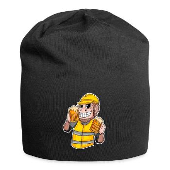 Construction site monkey beer funny gift - Jersey Beanie - black - Front