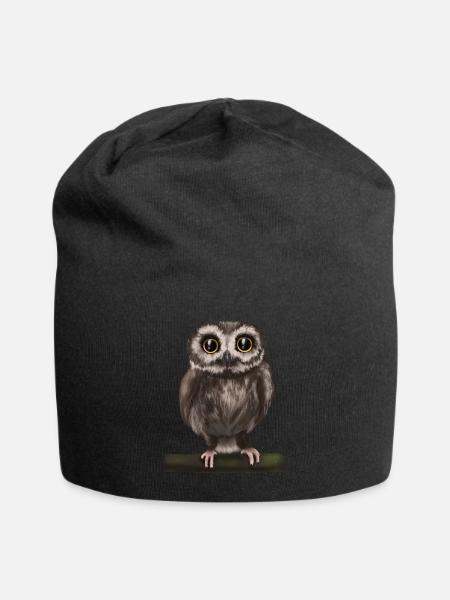 hibou grand-duc - Bonnet en jersey - noir
