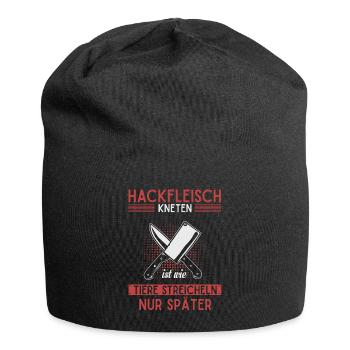 Fleischer und Metzger Geschenk, Hackfleisch - Jersey-Beanie - Schwarz - Vorne
