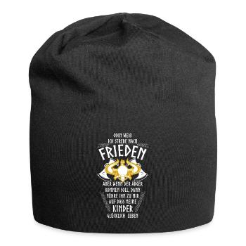 Wikinger, Altnordische Zitate, Odin, Walhalla - Jersey-Beanie - Schwarz - Vorne
