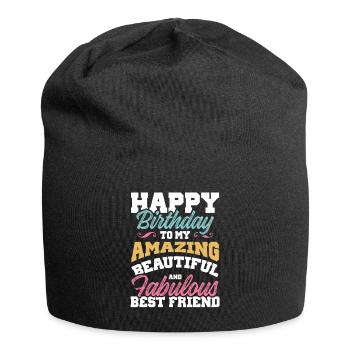 geburtstag feiern - Jersey-Beanie - Schwarz - Vorne