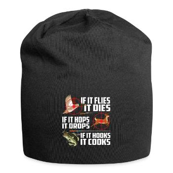 It Flies It Dies It Hops It Drops It Hooks It Cook - Jersey-Beanie - Schwarz - Vorne