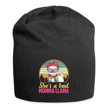 She's A Bad Momma Llama Vintage Retro - Jersey Beanie - black - Front