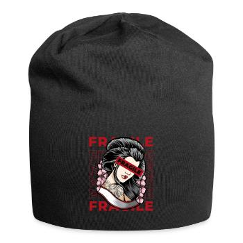 Geisha Fragile Grunge Japanese Aesthetic Geschenk - Jersey-Beanie - Schwarz - Vorne