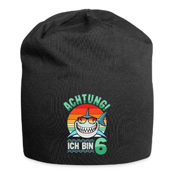 Achtung ich bin 6 - 6. Geburtstag Haifisch 6 Jahre - Jersey-Beanie - Schwarz - Vorne