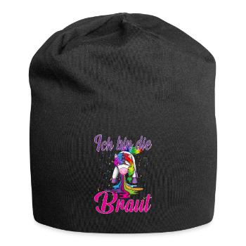 Ich bin die Braut Fabel Einhorn Hochzeit Party Fan - Jersey-Beanie - Schwarz - Vorne
