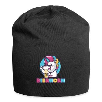 Einhorn, Einhörner, Bier, Bierhorn - Jersey-Beanie - Schwarz - Vorne