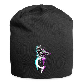 Tarot Card Crow Moon Vaporwave Occult Raven Goth - Jersey Beanie - black - Front
