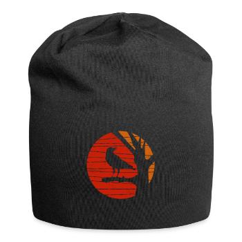 Raven Retro Bird Aesthetic Silhouette Black Crow - Jersey Beanie - black - Front