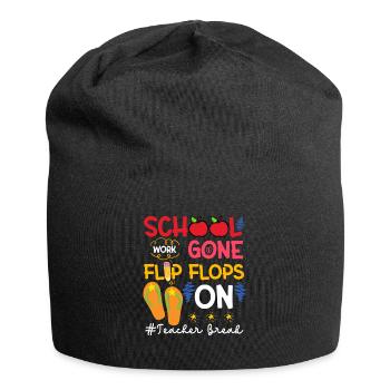 School Work Gone Flip Flops On Teacher Break - Jersey Beanie - black - Front