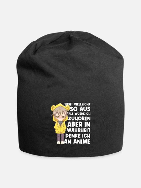 Sieht Vielleicht So Aus Als Würde Zuhören Anime - Jersey-Beanie - Schwarz