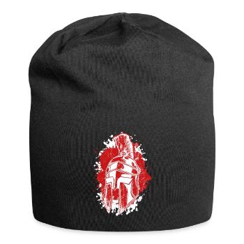 spartan helmet splatter sparta warrior - Jersey Beanie - black - Front