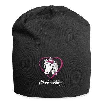 Pferdemädchen Pferde Herz Geschenkidee - Jersey-Beanie - Schwarz - Vorne