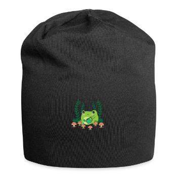 Cottagecore Aesthetic Frosch Garten Pilz - Jersey-Beanie - Schwarz - Vorne