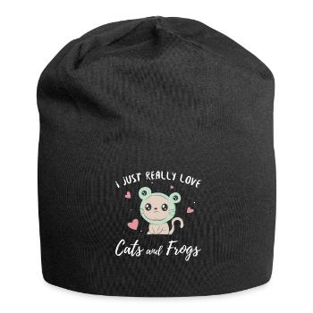 Cottagecore Aesthetic I Just Love Cats And Frogs - Bonnet en jersey - noir - Devant