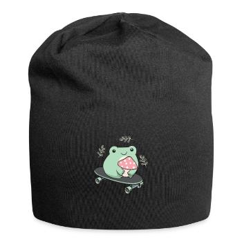 Cottagecore Aesthetic Kawaii Skateboarding Grenouille - Bonnet en jersey - noir - Devant
