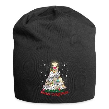 Meowy Christmas Tree - Jersey Beanie - black - Front