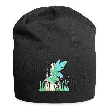 Fairycore Aesthetic Elf Fee auf einem Pilz - Jersey-Beanie - Schwarz - Vorne