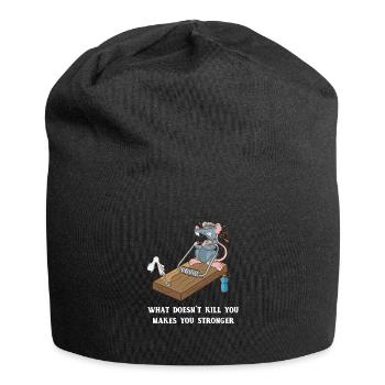 Lustige Maus Training Mausefalle Fitness Workout - Jersey-Beanie - Schwarz - Vorne