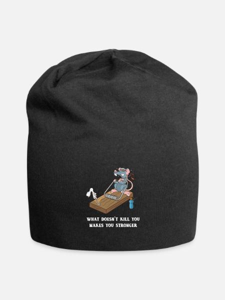 Lustige Maus Training Mausefalle Fitness Workout - Jersey-Beanie - Schwarz