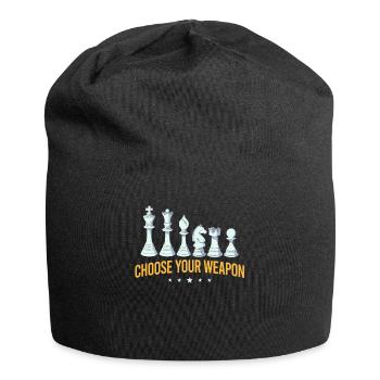 Échecs, joueur d’échecs, amateur d’échecs - Bonnet en jersey - noir - Devant