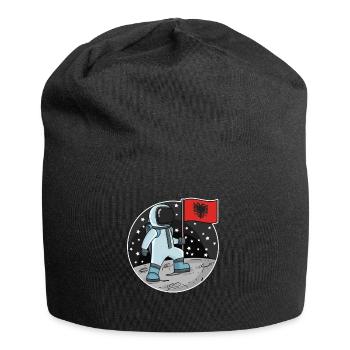 Astronaute avec drapeau Albanie - Bonnet en jersey - noir - Devant