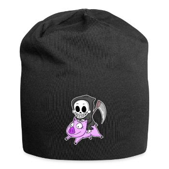 Faucheuse et Cochon - Bonnet en jersey - noir - Devant