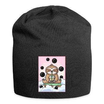 Japanese Aesthetic Kawaii Faultier Boba-Milchtee G - Jersey-Beanie - Schwarz - Vorne