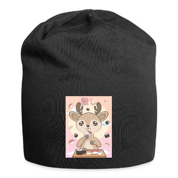 Japanese Aesthetic Cute Kawaii Hirsche Sushi Gesch - Jersey-Beanie - Schwarz - Vorne