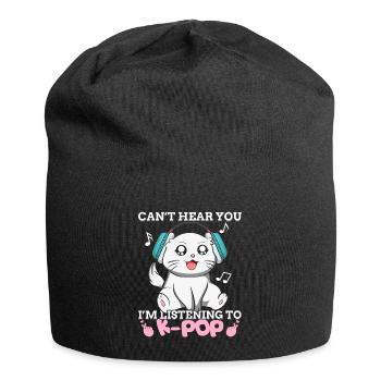 Kpop Kawaii Cat J’écoute de la musique K-pop Ges - Bonnet en jersey - noir - Devant