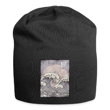 Esthétique japonaise Kanagawa Wave timbre-poste G - Bonnet en jersey - noir - Devant