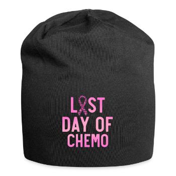 Last day of chemo, cancer awareness - Jersey Beanie - black - Front