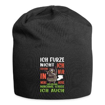 Furze Nicht Flüstere, Furzendes Pupsendes Schwein - Jersey-Beanie - Schwarz - Vorne