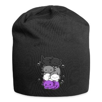Kawaii Axolotl Bunch Asexual Pride Flag Gesch - Jersey Beanie - black - Front