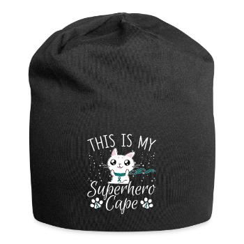 Ovarian Cancer Cat This is My Superhero Umhan - Jersey Beanie - black - Front