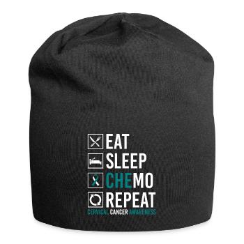 Cervical Cancer Eating Sleep Chemo Wiederho - Jersey Beanie - black - Front