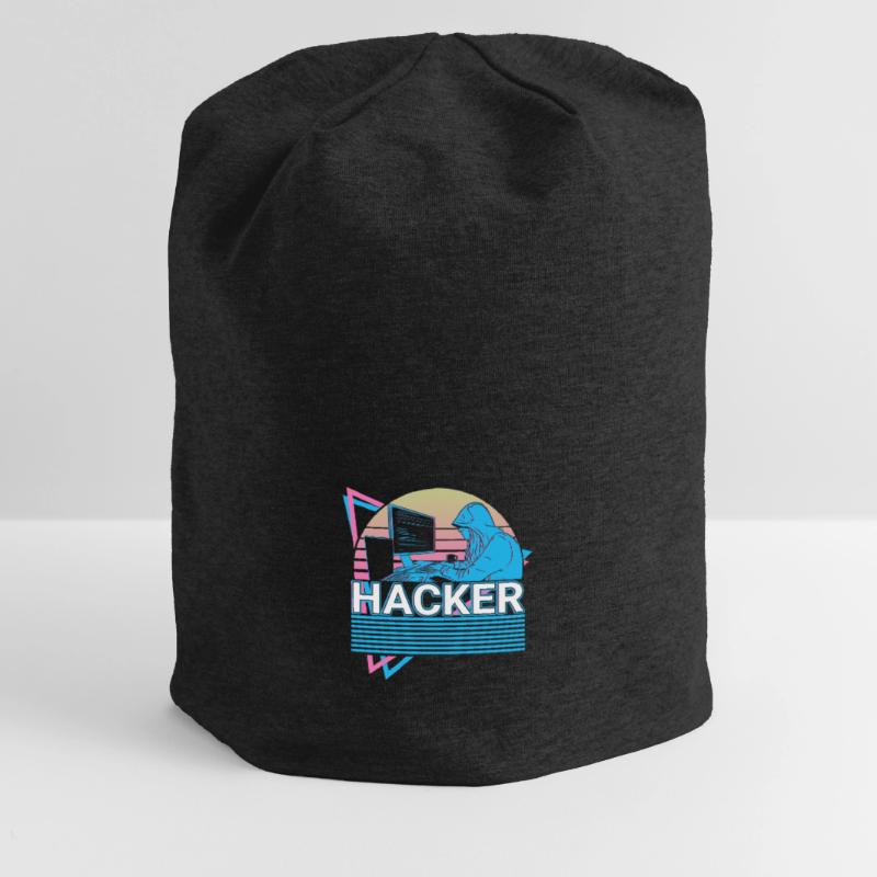 Hacker Coding Programmer Vaporwave Aesthetic Jersey Beanie