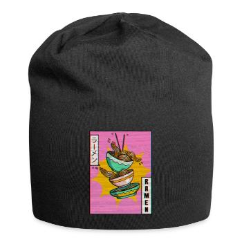 Ramen Nudeln Vaporwave Ästhetische Glitch Geschenk - Jersey-Beanie - Schwarz - Vorne